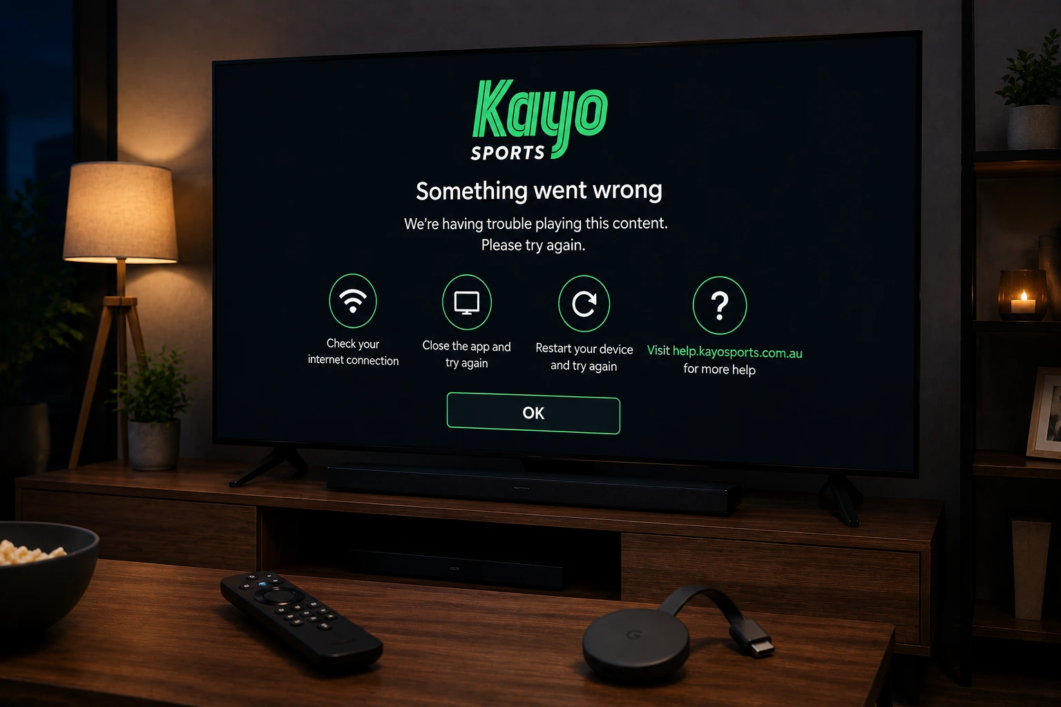 Kayo Sports not working Australia Smart TV and Chromecast troubleshooting